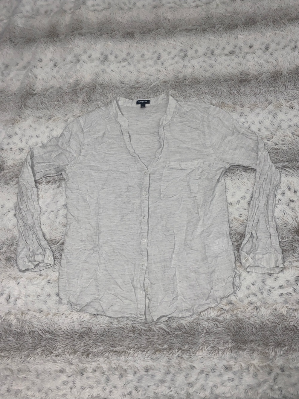 Express Light Gray Button-Down Shirt